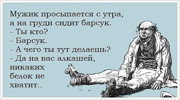 Песня ну вот проснулись мужики. На вас алкашей никаких белок не хватит. Просыпается мужчина утром анекдот. На вас алкашей белок не хватает. Барсук алкаш.