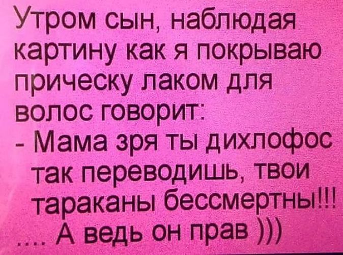 Утром сын наблюдая картину как я покрываю прическу лаком